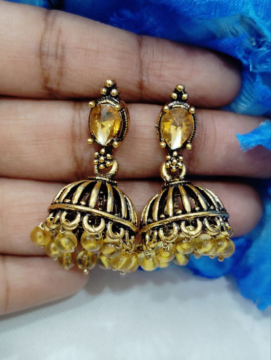 Gorgeous Gold Color Drop Design Antique Gold Earrings