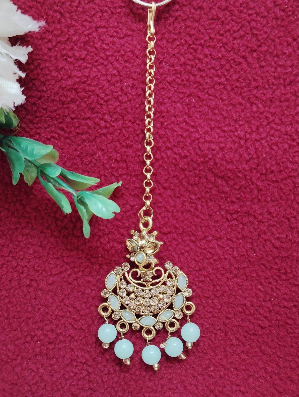 Attractive Light Green Color Beautiful gold plated tikka In Near Me