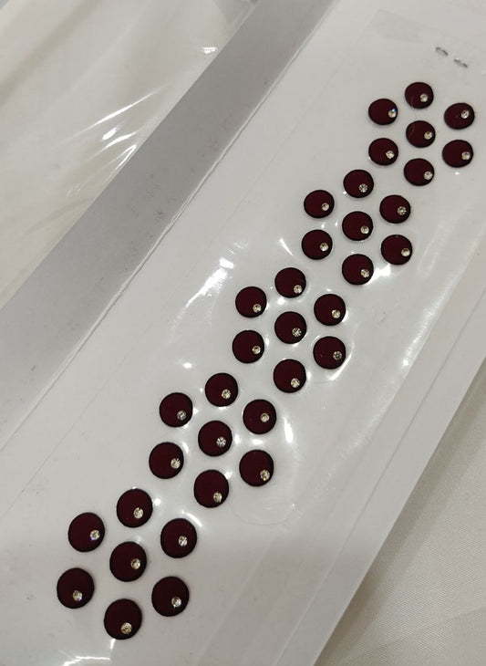 BN1-1 Beautiful maroon color bindis with white stone