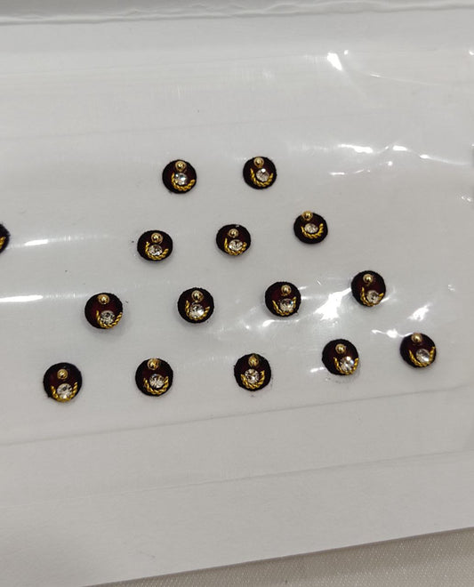 BN1-6 Beautiful maroon color bindis with white stone