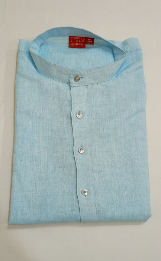 Awesome Light Blue Colored Cotton Kurta For Men