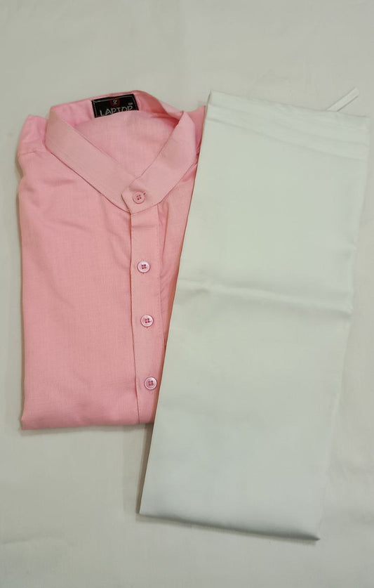 Attractive Light Pink Colored Cotton Men's Kurta Suits