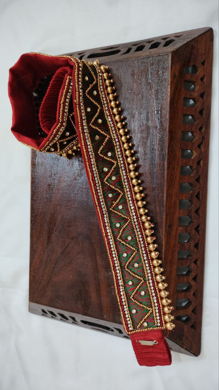 Stunning Red Colored Saree Belt With Stone Work And Beads Near Me