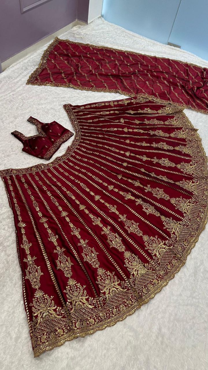  Maroon Colored Sequins Work Lehenga Choli In Gilbert