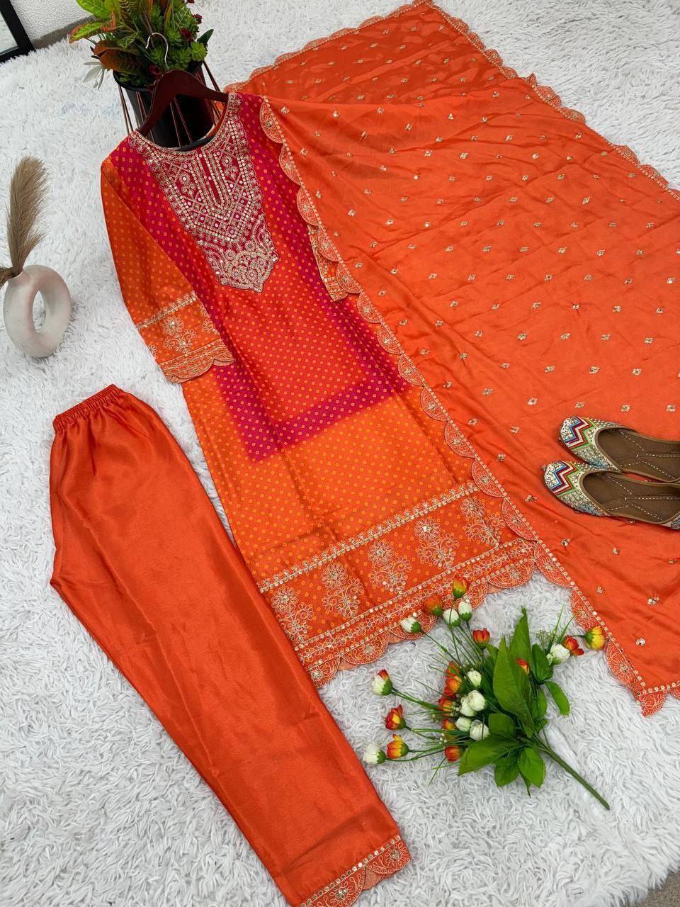 Embroidery With Dori Sequins Work Palazzo Suits In USA