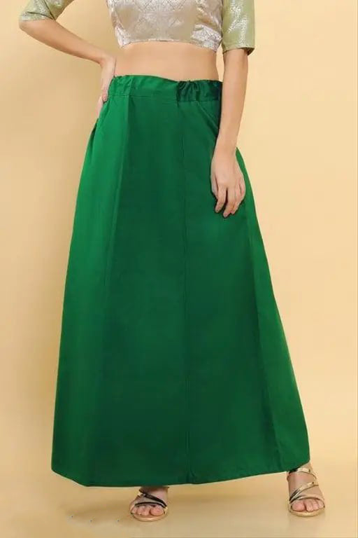 Attractive Deep Green Colored Cotton Readymade Petticoat For Women