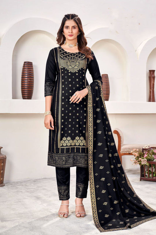 Elegant Black Colored Ethnic Wear Salwar Suits For Women