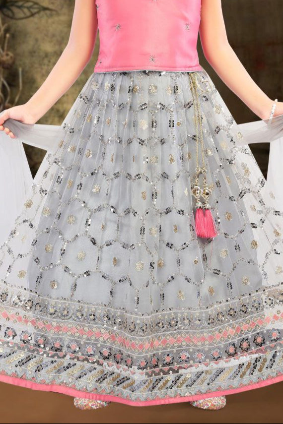 Exquisite Pink Color Georgette Embroidery And Sequins Work Choli Set In USA