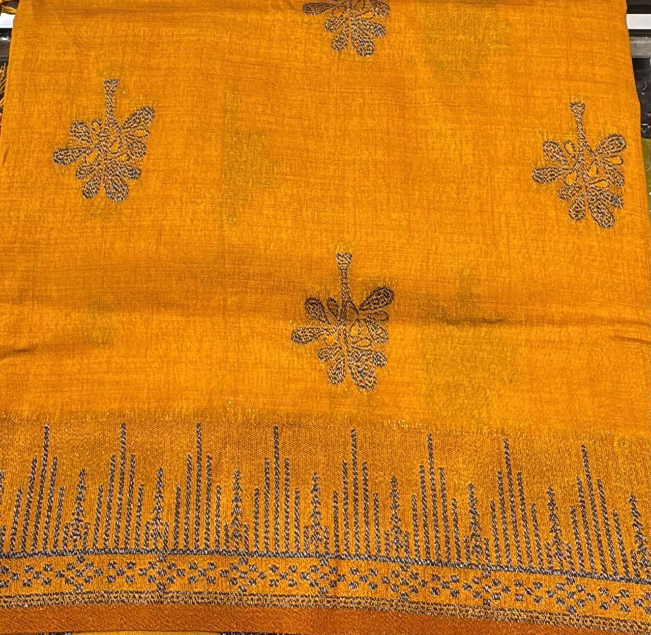 Alluring Mustard Yellow Color Floral Butta Motifs Silk Cotton Saree For Women
