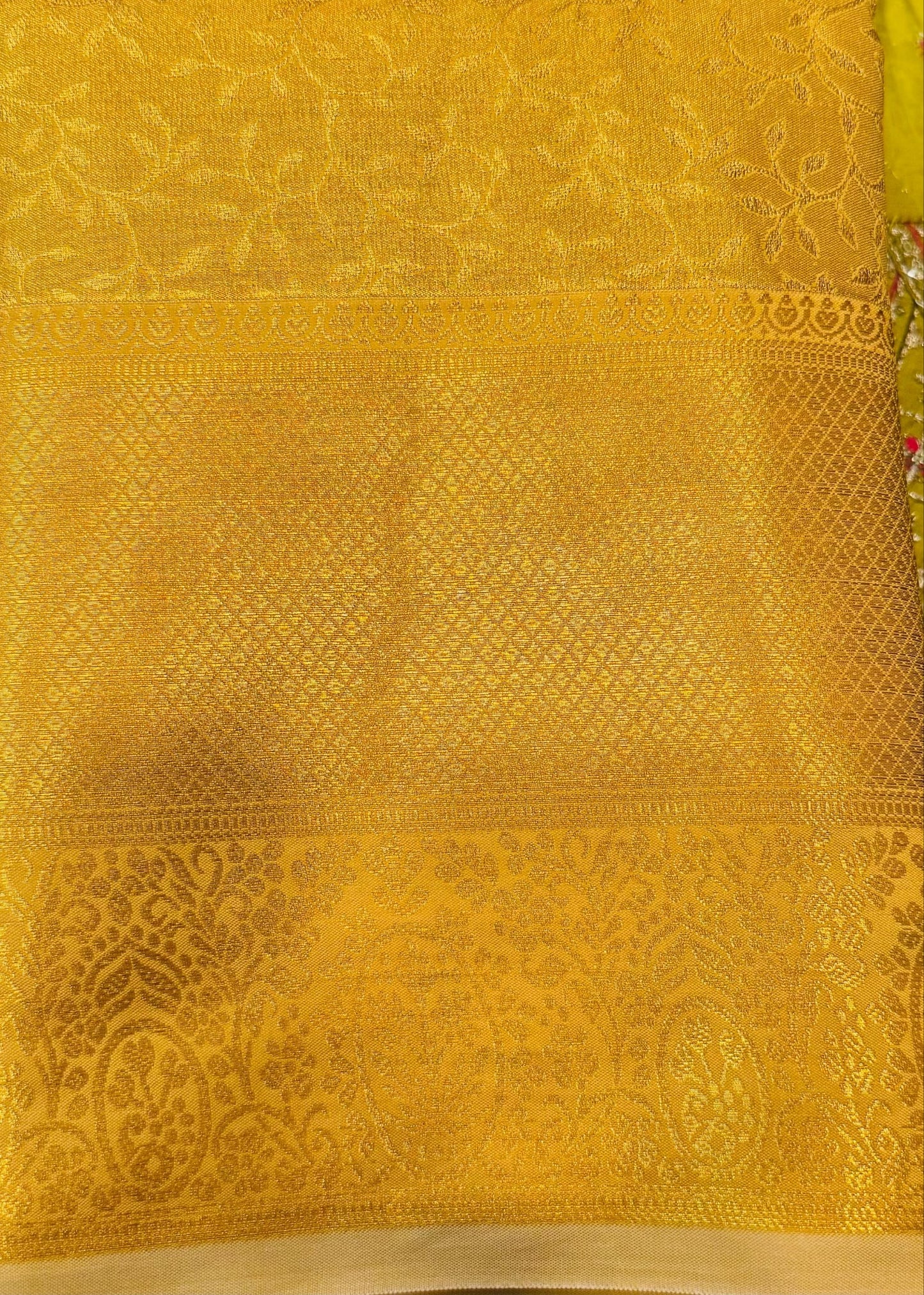 Elegant Gold Color Self Design Rich Zari Work Silk Saree For Women