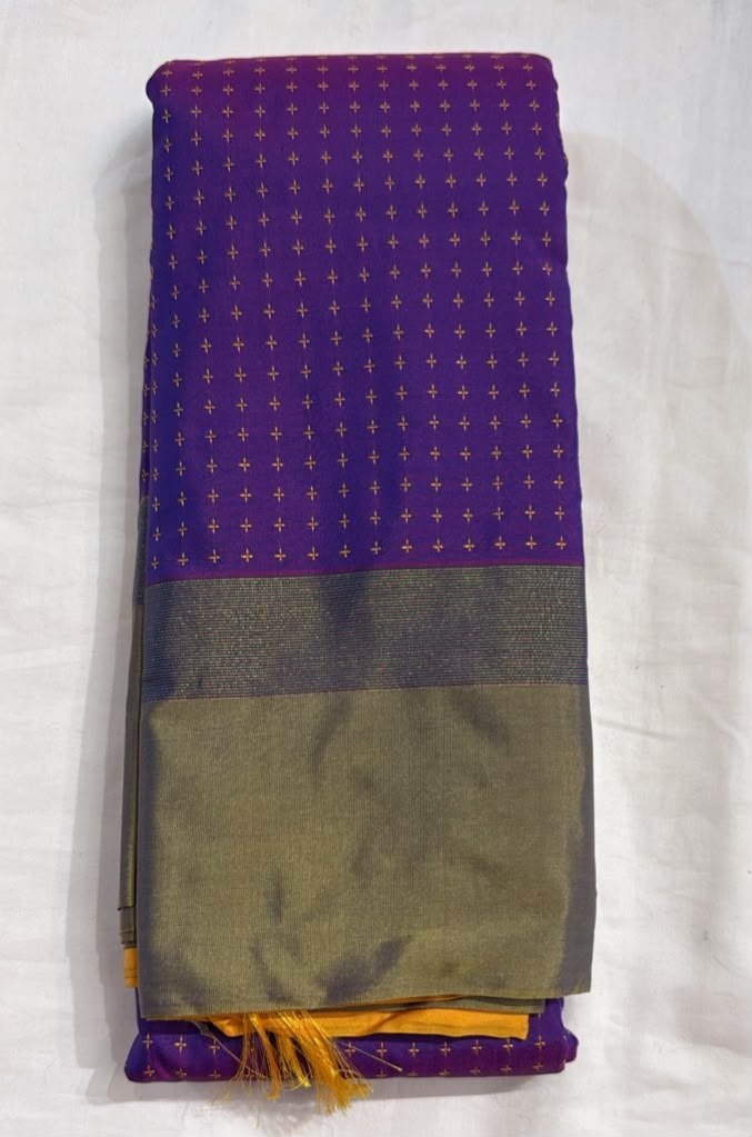 Alluring Violet And Mustard Yellow Color Art Silk Saree With Zari Work For Women