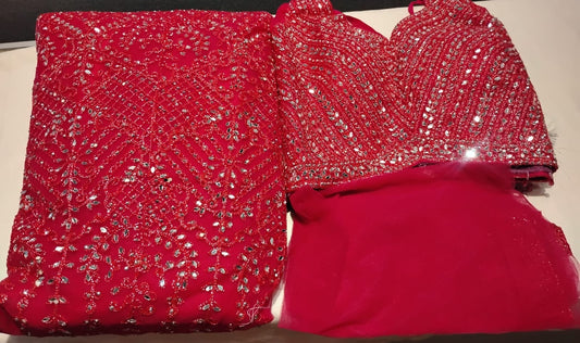 Gorgeous Dark Pink Color Net With Embroidery And Mirror Work Lehenga Choli