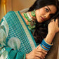Alluring Teal Blue Color Banarasi Silk Saree Near Me