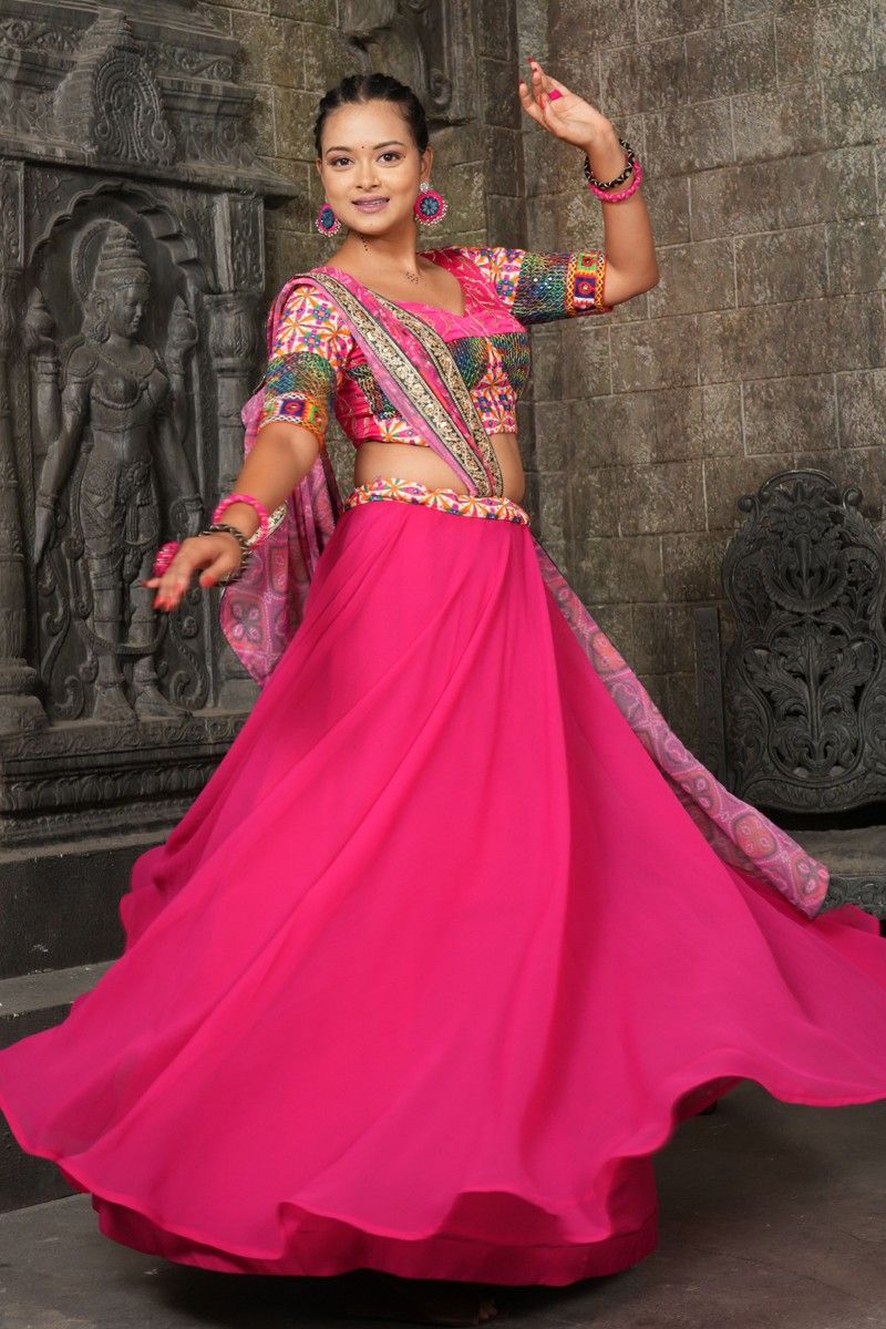 Alluring Pink Color Traditional Lehenga Choli Set With Dupatta For Women