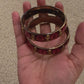 Beautiful Maroon Color Stone Design Glass Bangles For Women