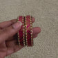 Pink Color Checked Design Glass Bangles in USABangles 