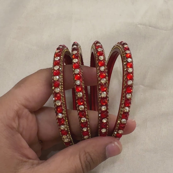 Stunning Red Color Glass Bangles In Chandler