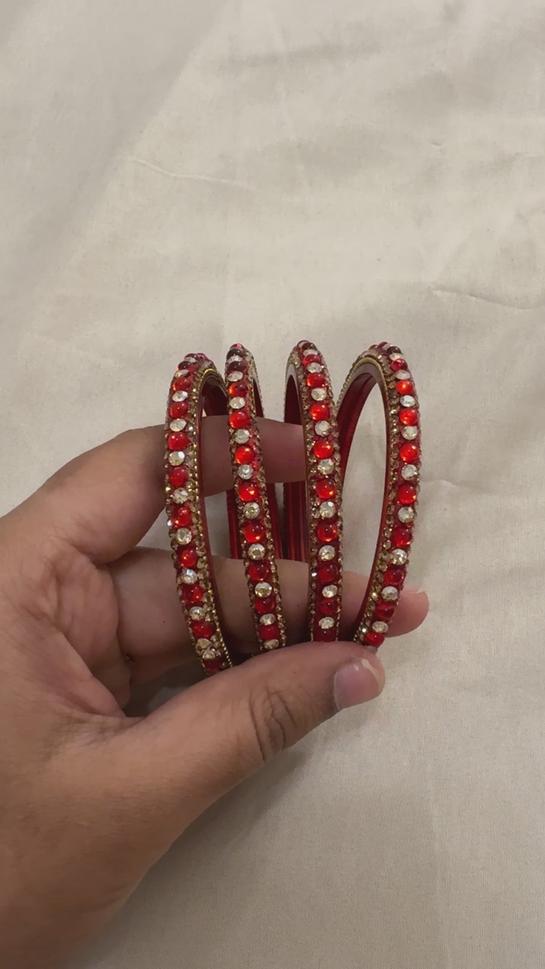 Stunning Red Color Glass Bangles In Chandler