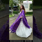 Stunning White Color Cotton Lehenga Set With Purple Color Dupatta For Women