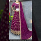 Attractive Wine Colored Faux Georgette Sequins And Embroidery With Multi Needle Work Lehenga Choli For Women