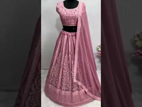 Pink Color With Embroidery And Mirror Work Lehenga Choli In Suncity