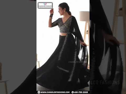 Stunning Black Color Designer Faux Georgette Lehenga Choli With Fancy Border Dupatta