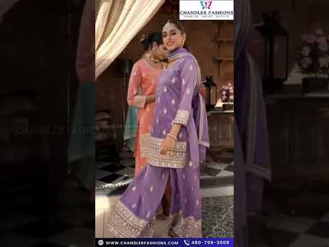 Beauteous Light Pink Color Shimmer Silk With Embroidery Work Palazzo Suits In USA