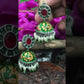 Elegant Green And Red Color Hand Painted Peacock Designed Oxidized Jhumka Earrings With Pearl Beads