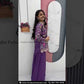 Attractive Purple Color Embroidery Sequins Work With Indo Western Palazzo Suits For Women