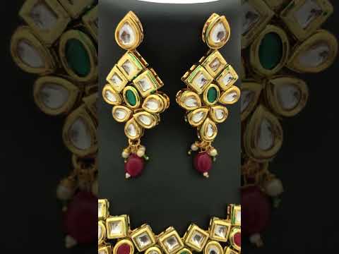 Indian Matt Finished Antique Gold Necklace Set In Flagstaff