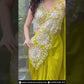 Stunning Lime Green Color Georgette With Embroidery And Sequins Work Ready To Wear Saree