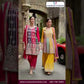 Attractive Multicolor Embroidered Chinon Chiffon Designer Pakistani Palazzo Suit For Women
