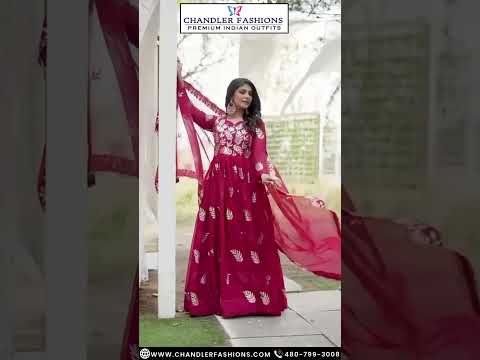  Maroon Color Georgette Sequins And Thread Work Gown For Women