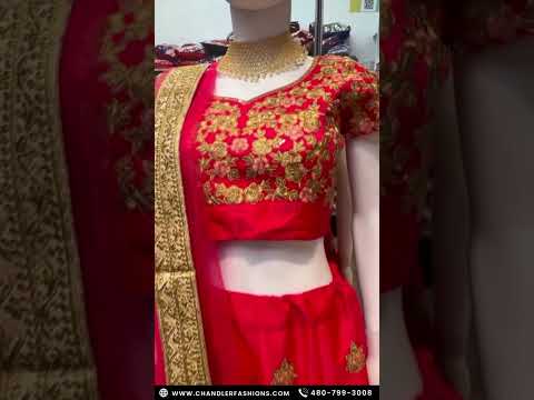 Red Color With Sequins Work Lehenga In Gilbert