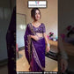 Gorgeous Purple Color Chiffon Saree With Sequins And Embroidery Work For Women