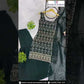 Pleasing Green Color Faux Georgette Palazzo Suit With Embroidery And Backside Drawstring Work