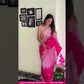 Attractive Pink Colored Faux Georgette Crush Pattern Sequins Work Saree For Women