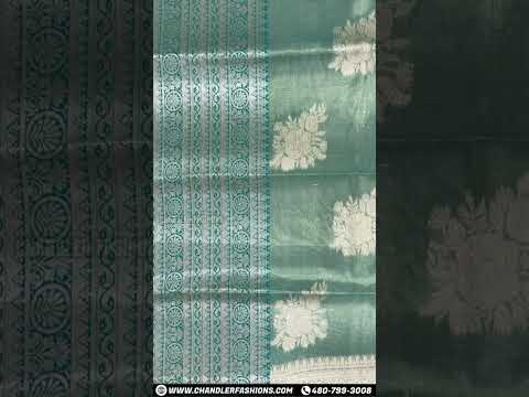 Green Colored Pure Kanchi Tissue Silk Saree In Indian Ethnic Wear