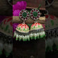 Elegant Multicolored German Silver Plated Oxidized Jhumkas With Pearl Drops