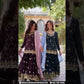 Graceful Dark Purple Color Faux Blooming With Embroidery And Sequins Work Palazzo Suits