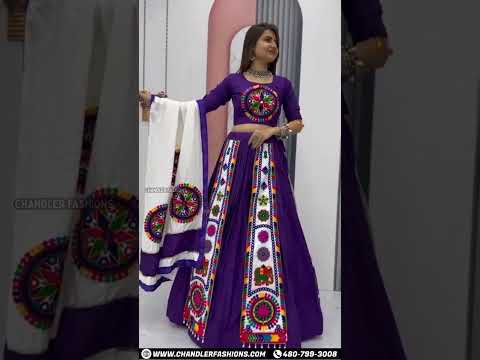 Violet Cotton Embroidery And Sequins Work Chaniya Lehenga In Indian Ethnic Wear