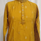Wonderful Mustard Yellow Color Rayon With Sequins Embroidery Work Kurta Suits For Men