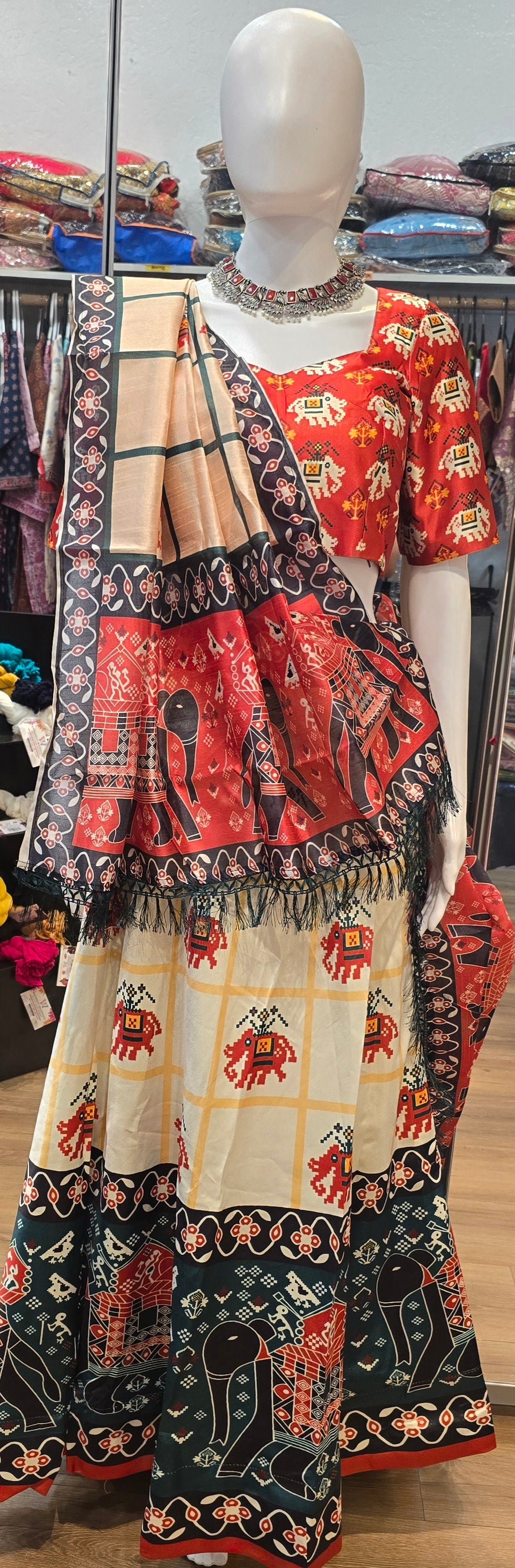 White Color Printed Work Lehenga Choli For Women Near Me