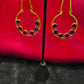 Pretty Golden Earrings With Blue Beads For Women