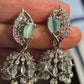 Elegant Light Green American Diamond Jumkha Earrings For Women