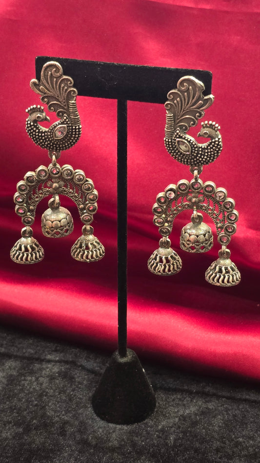 Traditional Earrings With Grey Stones