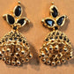 Gorgeous Black Stone Flower Shaped Gold Plated Earrings