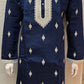 Attractive Blue Color Silk Kurta With Pajama For Men