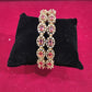 Fantastic Pink And White Crystals Gold Plated Bangles For Women
