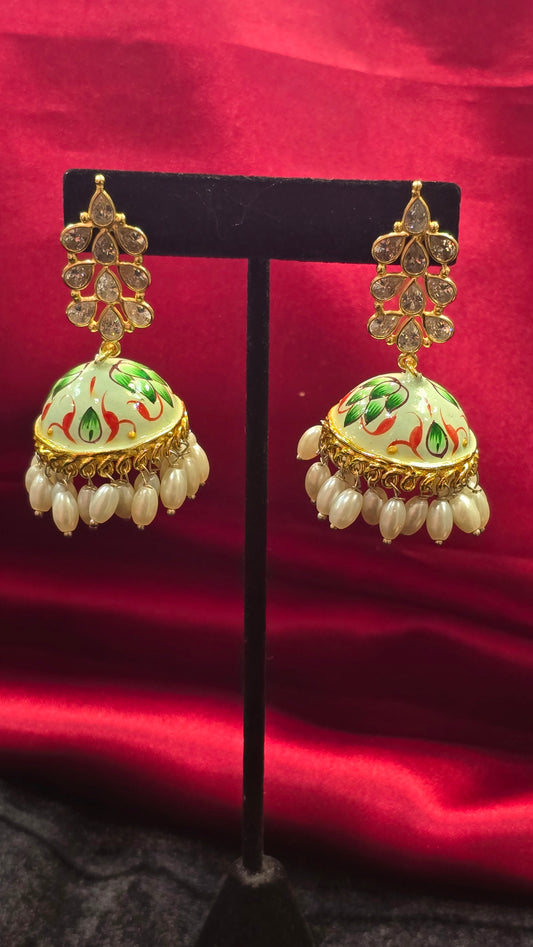 Leaf Style Gold Color Jhumkas